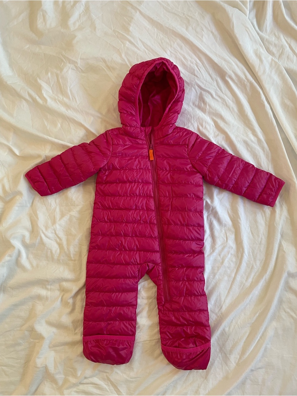 Primary Raspberry Baby Full-Zip Puffer Suit